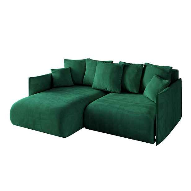 ALTDECOR ROHOVÁ SEDAČKA s funkcí spaní a otomanem, levá ONESK-L 216x177x72 Zelená Velur