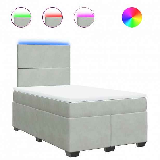 vidaXL Box spring postel s matrací světle šedá 120x190 cm samet