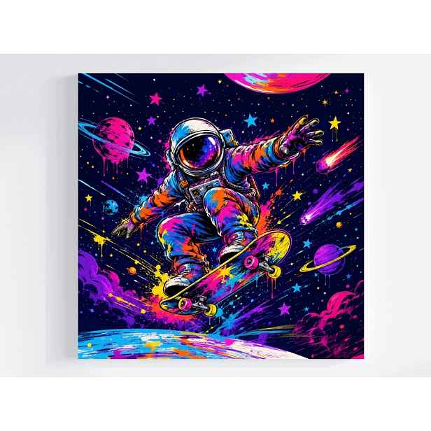 Obraz Na Plátně Canvas Graffiti Vesmír Astronaut Skateboard Sport 50x50