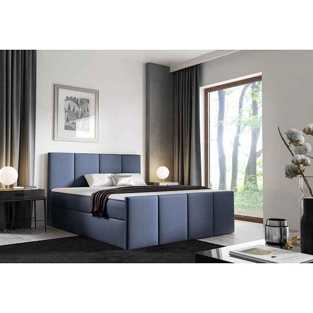 Postel s matrací a roštem LOLA - 200x220, šedomodrá 1 + topper ZDARMA