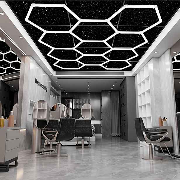 TEMU Šestihranové LED světlo do garáže, 11místné super jasné voštinové světlo na strop do garáže, skladu, autodetailingu, výstavní haly, posilovny