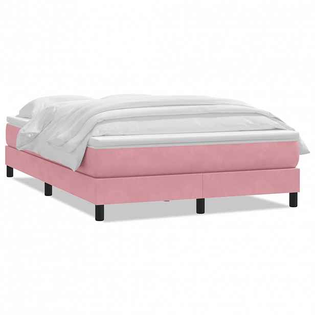 vidaXL Box spring postel s matrací růžová 140x210 cm samet