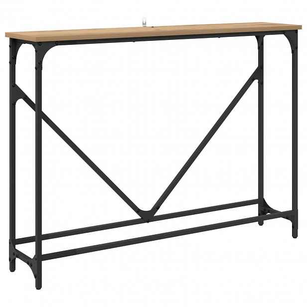 vidaXL Konzolový stolek Artisanový dub 102 x 23 x 75 cm