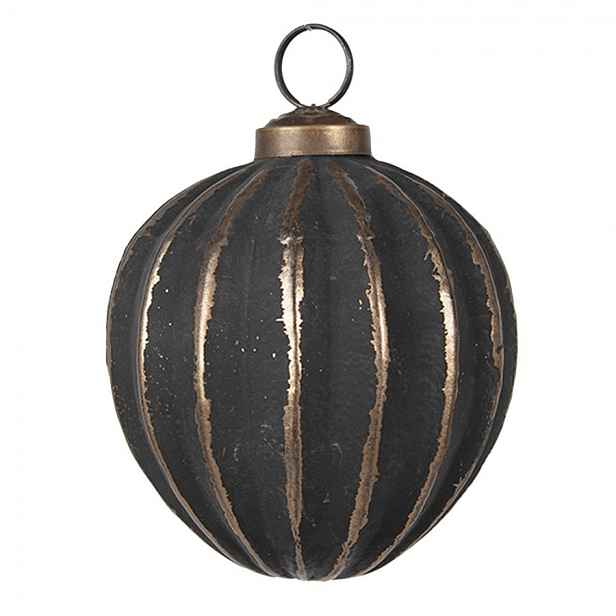 Zlatočerná skleněná vánoční ozdoba Aurora Noir - 8*8 cm Clayre & Eef