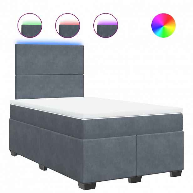 vidaXL Box spring postel s matrací tmavě šedý 120x190 cm samet
