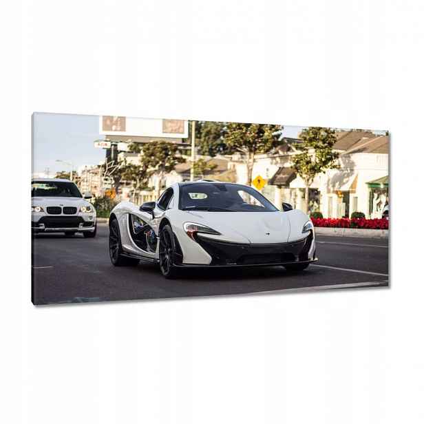 Obrazy 115x55 Bílé sportovní auto