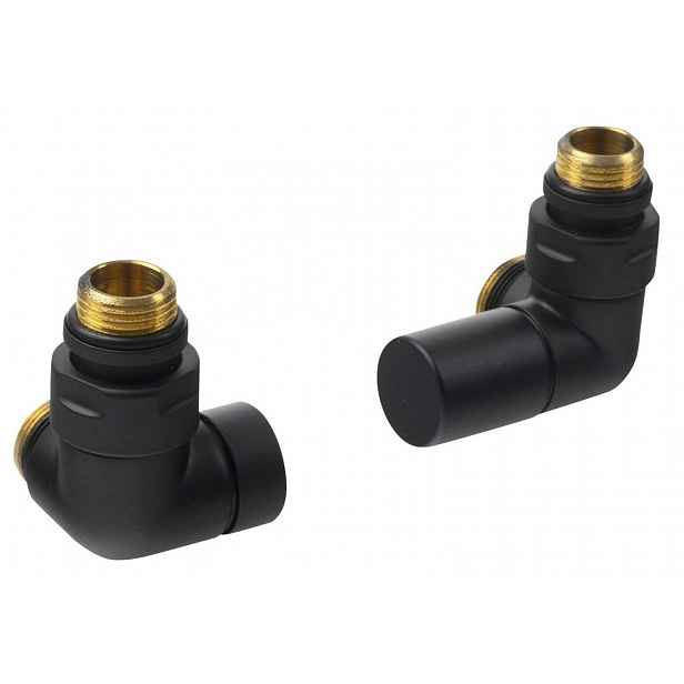 Sapho Corner - Připojovací sada ventilů triaxiální, pravé provedení, černá mat CP130BS