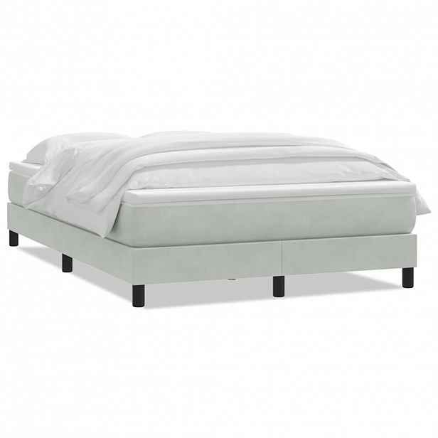 vidaXL Box spring postel s matrací světle šedá 160x210 cm samet