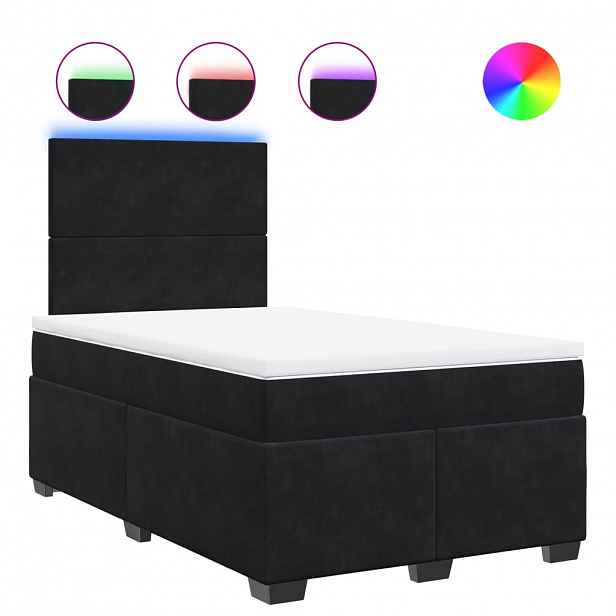 vidaXL Box spring postel s matrací černá 120 x 190 cm samet