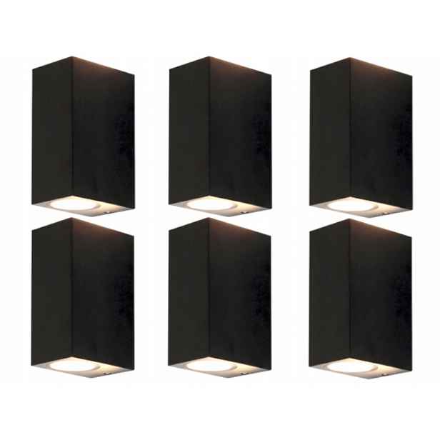 6x Černá Lampa Horní Spodní Oboustranná Hliníková Zahradní Fasádní Lampa