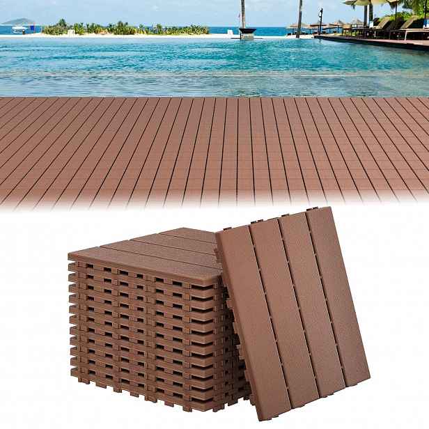 Balkonové terasové dlaždice Dřevo Sloje Na Klik 30x30 cm 12 ks Drenáž