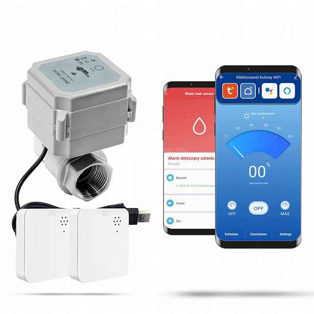 Bezdrátový protizaplavovací systém WiFi Elektroventil kulový 1" 2xSnímač