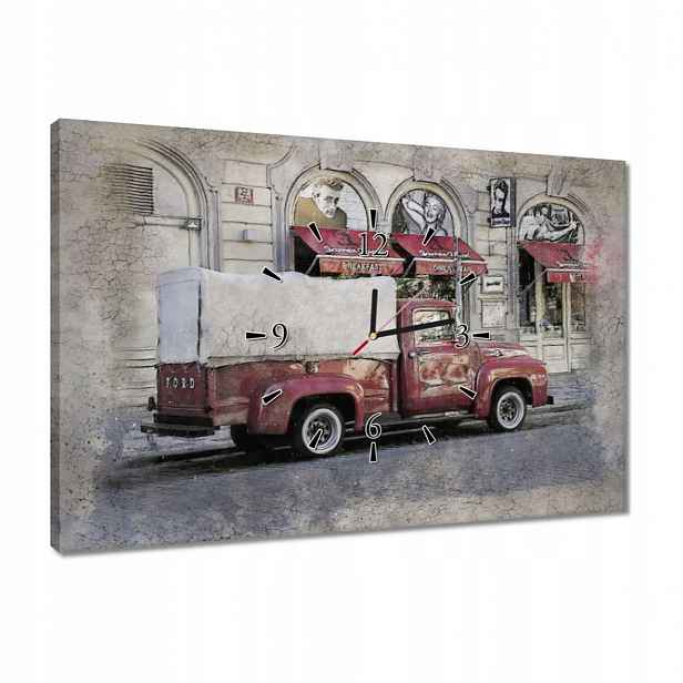 Hodiny 60x40 Červený PickUp z Usa