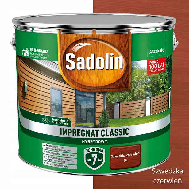 Sadolin Klasická Hybridní Impregnace Na Ochranu Dřeva 9 L Švédská Červená