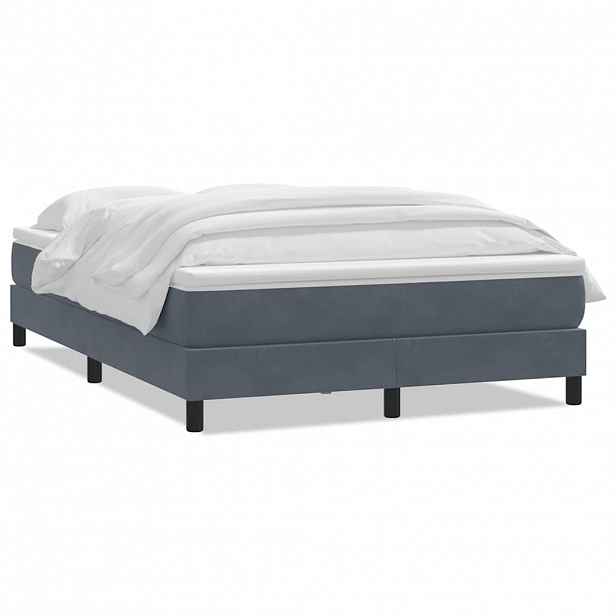 vidaXL Box spring postel s matrací tmavě šedá 160x210 cm samet