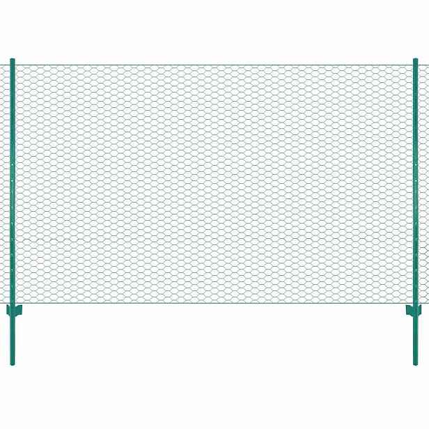 vidaXL Drátěný plot se sloupky ocel 25 x 1,5 m zelený