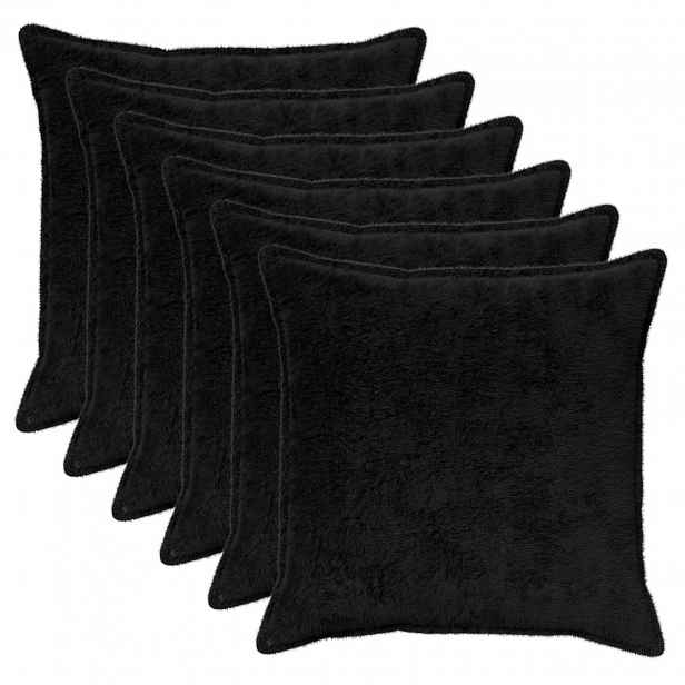vidaXL Povlak na polštář 6 ks HOUTEN Černá 70 x 70 cm Umělá králičí