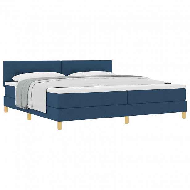 vidaXL Postel s boxspringem s polštářem Modrá 200 x 200 cm textil
