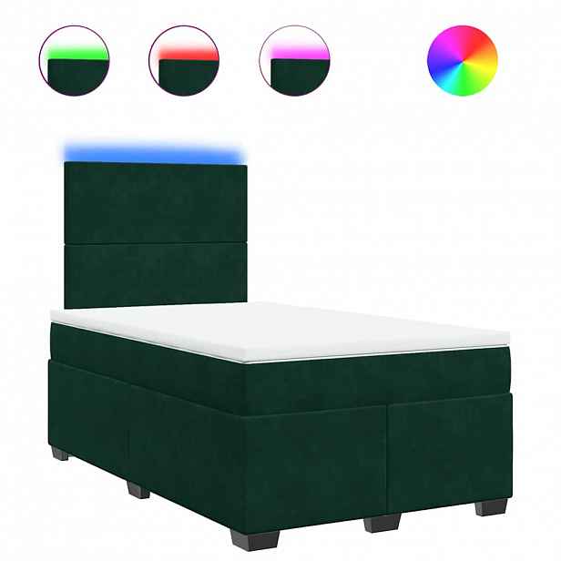 vidaXL Box spring postel s matrací tmavě zelená 120x190 cm samet