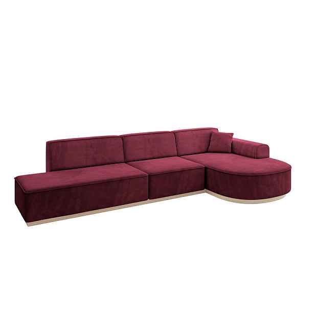 ALTDECOR ROHOVÁ SEDAČKA s otomanem, pravá ARRIO-L2 328x171x83 Bordó Velur