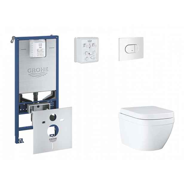 Grohe Rapid SLX - Set předstěnové instalace, klozetu, sedátka SoftClose a tlačítka Arena Cosmopolitan, Triple Vortex, alpská bílá SANI11BB3108