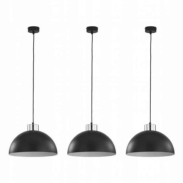 Tk Lighting Sada 3x Závěsná závěsná lampa stropní, černá, kov, 33 cm