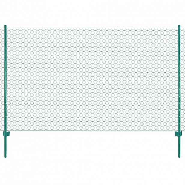 vidaXL Drátěný plot se sloupky ocel 25 x 2 m zelený