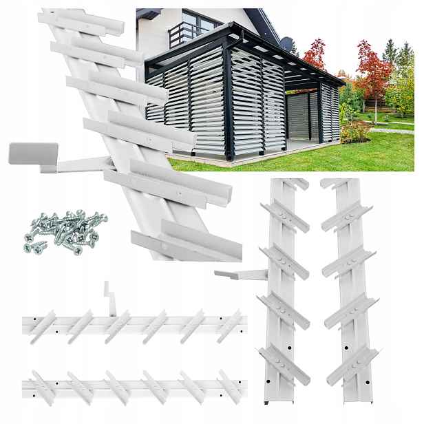 Pohyblivá Prkna Mechanismus Žaluzie Na Terasu Do Altánku Shutters Bílý 54 CM
