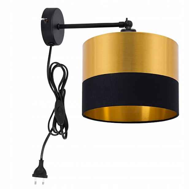 Nástěnná Lampa Zlatá Led Stínidlo Se Zástrčkou