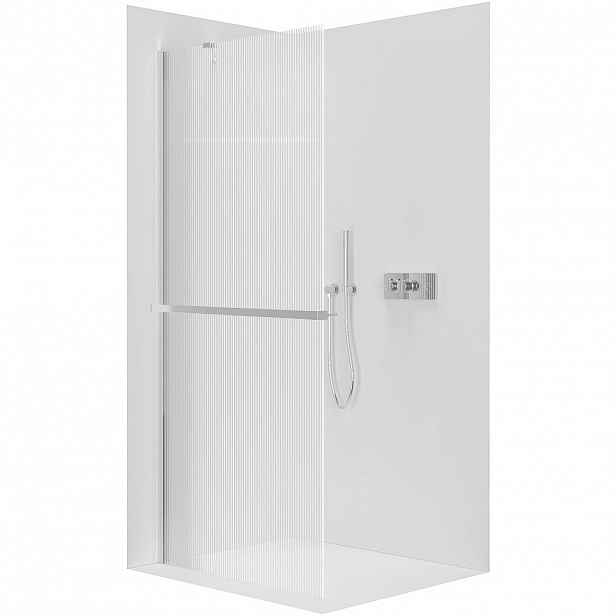 Sprchová zástěna Walk-in Onyx Y L/P - 8 mm + polička/držák na ručníky - chrom, rýhované sklo - 160x200 cm