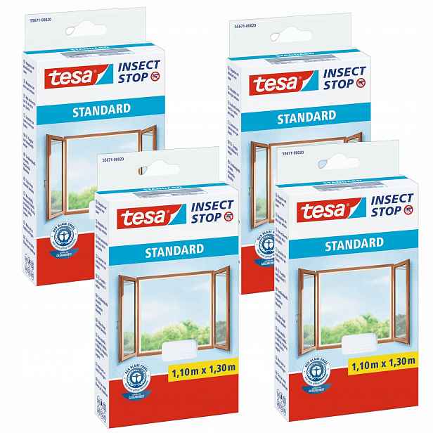 Tesa Moskytiéra na okno Okenní síť na suchý zip bílá 1,1x1,3 m x4