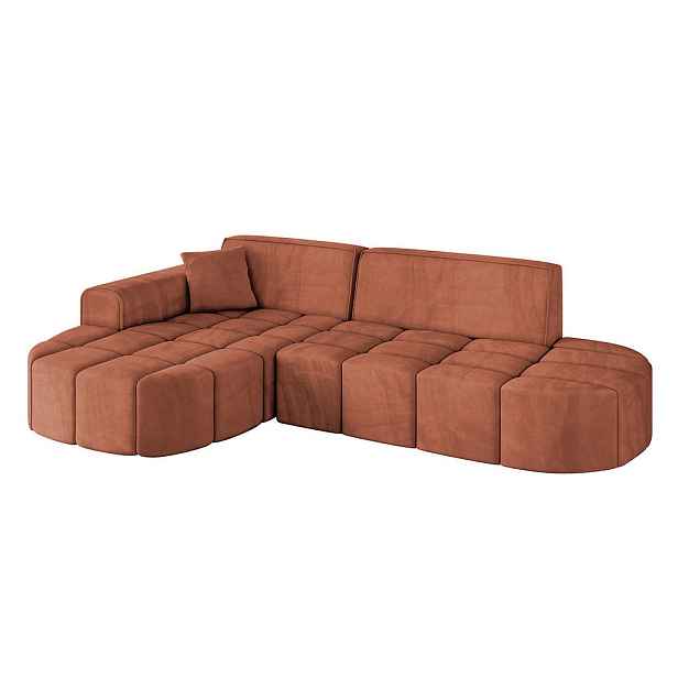 ALTDECOR ROHOVÁ SEDAČKA s otomanem, levá LIVO-L1 252x173x79,5 Meruňková Velur