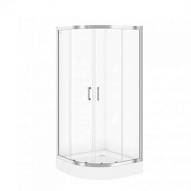 CERSANIT - Sprchový kout BASIC čtvrtkruh 90x185, posuv, čiré sklo S158-005