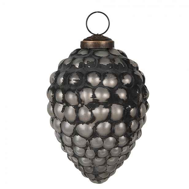 Granitová antik skleněná vánoční ozdoba šiška Noirre - Ø 8*11 cm Clayre & Eef