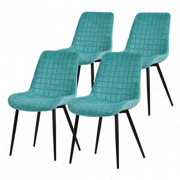 ML-DESIGN JÍDELNÍŽIDLA, SADA 4 KS, petrol, samet