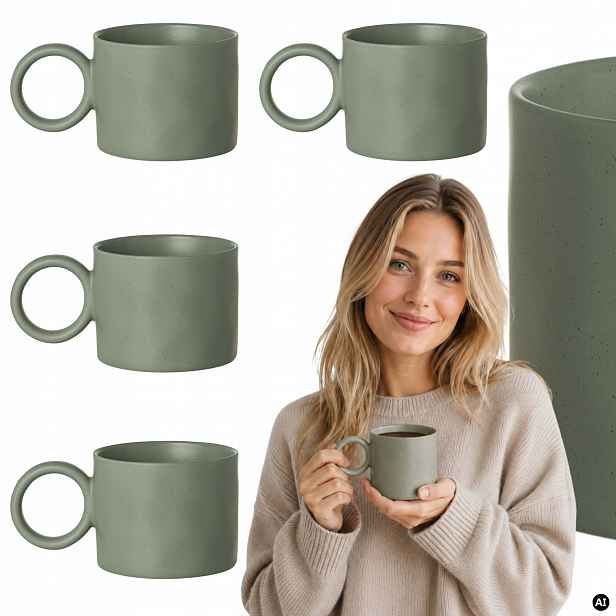 Šálky na čajovou kávu Komplet 4 ks porcelánový hrnek Sada Šálků 400 ml