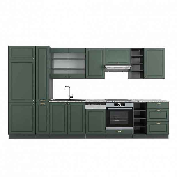 Vicco KUCHYŇSKÝ KOUT Fame-Line Zeleno-zlatá Country House/Anthracite 355 cm , PD Mramor
