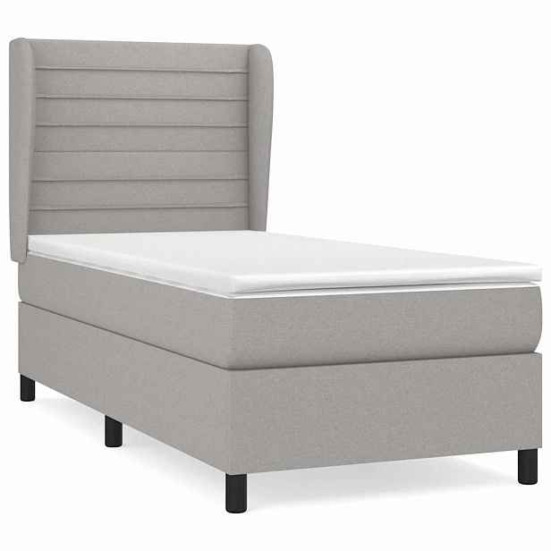 vidaXL Box spring postel s matrací světle šedá 90x190 cm textil