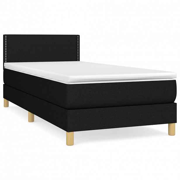 vidaXL Box spring postel s matrací černá 80 x 200 cm textil