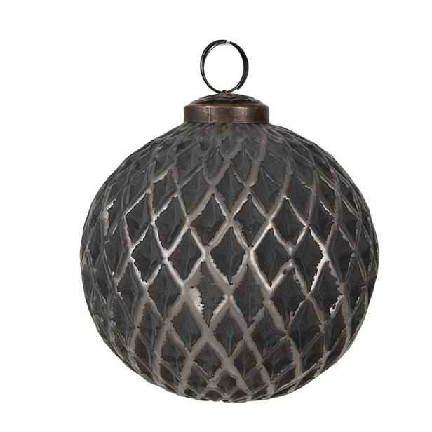 Granitová antik skleněná vánoční ozdoba koule Noirre - Ø 10*10 cm  Clayre & Eef