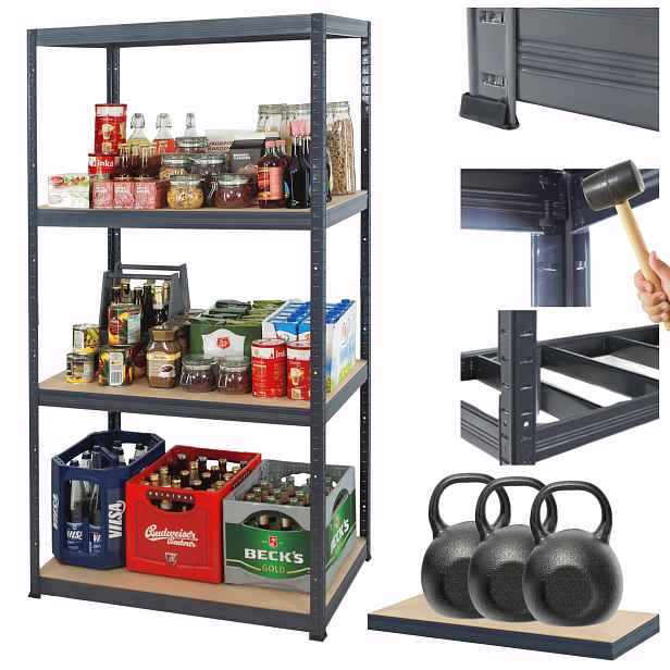 Kovový skladový garážový regál Premium Helios 180x100x50 cm 4Px350 kg