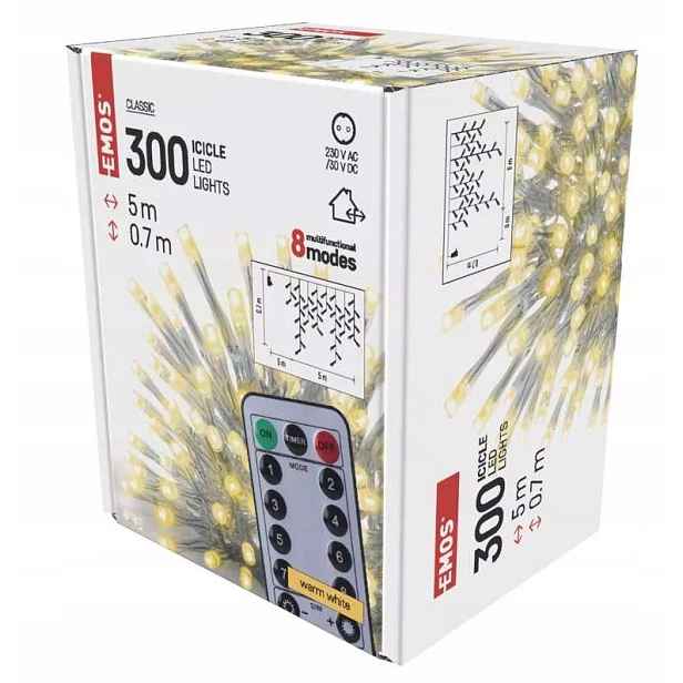 Led vánoční rampouchy, 5 m, venkovní i vnitřní, teplá bílá, ovladač,…