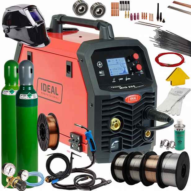 Svařovací stroj Ideal Tecnomig 205 LCD Synergie Mig Mma Tig Flux 200A 230V sada2