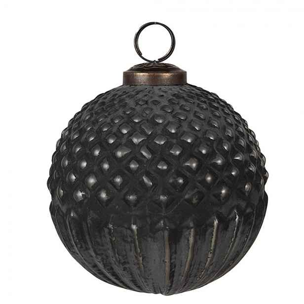 Granitová antik skleněná vánoční ozdoba koule Noirre - Ø 10*10 cm Clayre & Eef