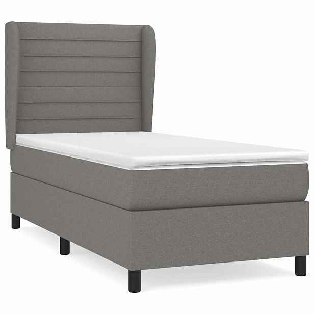 vidaXL Box spring postel s matrací tmavě šedá 90x190 cm textil