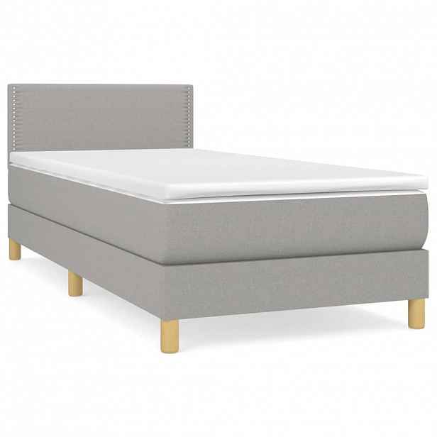 vidaXL Box spring postel s matrací světle šedá 90x190 cm textil