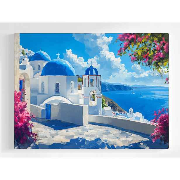 Plakát Krajina Ostrov Moře Řecko Cyklady Santorini 100x75
