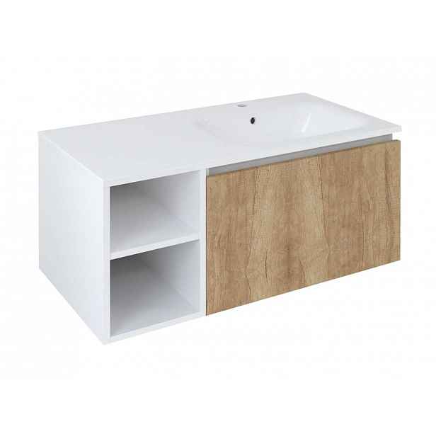Sapho Lorea - Umyvadlová skříňka 100x46x52 cm, 1x zásuvka, pravá, dub alabama/matná bílá LE070-2231-R-12