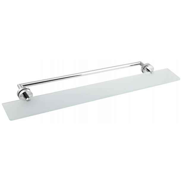 Sapho X-SQUARE - Polička s držákem ručníku, délka 80 cm, mléčné sklo/chrom XR458