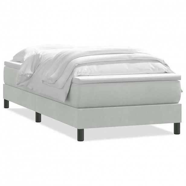 vidaXL Box spring postel s matrací světle šedá 80x220 cm samet